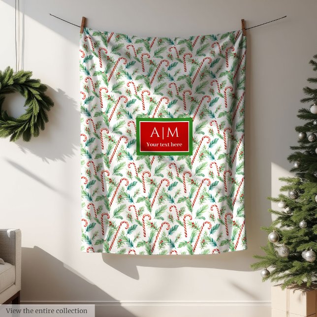Cobertor De Velo Folheto de presente Xmas tradicional de aquarela e (Elegant watercolor traditional Xmas gift blanket)