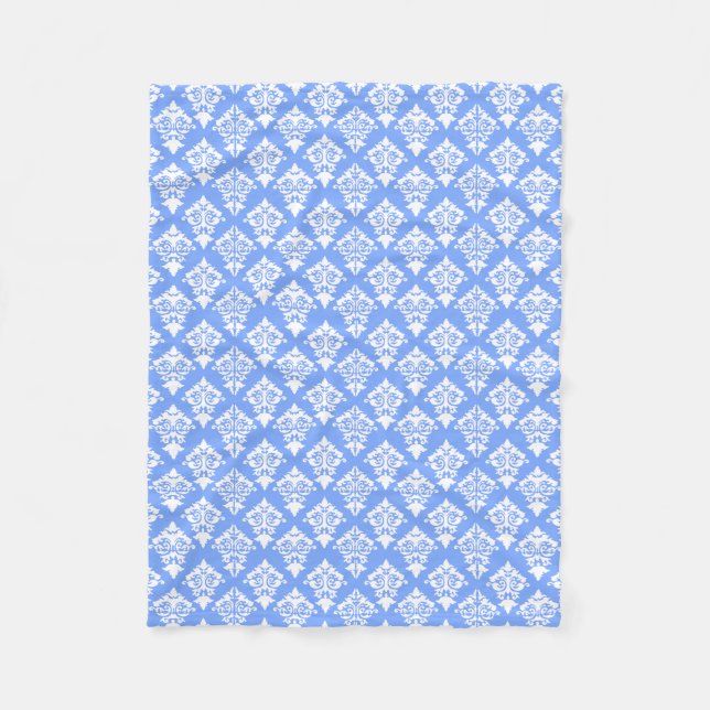 Cobertor De Velo Folheto do Damasco Azul e Branco (Frente)