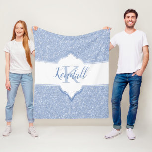 Cobertor De Velo Folheto do Monograma Azul-Céu