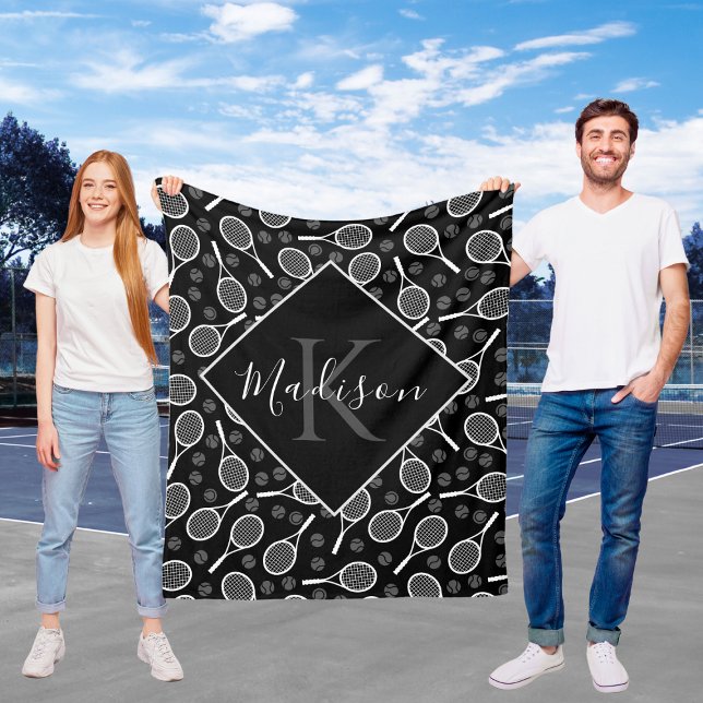Cobertor De Velo Folheto do Racket do Tênis de Nome Personalizado (Criador carregado)