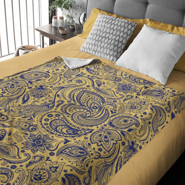 Cobertor De Velo Folheto Floral De marinho Azul E Amarelo (Criador carregado)