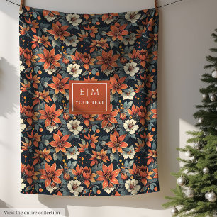Cobertor De Velo Folheto floral de queda elegante em tons enferruja