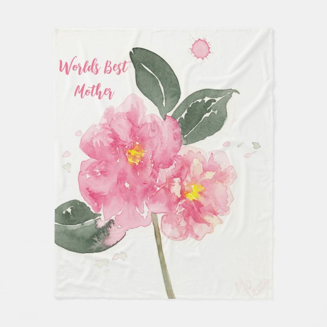 Cobertor De Velo Folheto médio de velo com Camelia rosa para mãe (Frente)