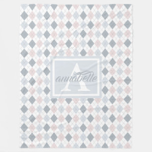 Cobertor De Velo Folheto Personalizado de Folha Azul, Branco e Rosa