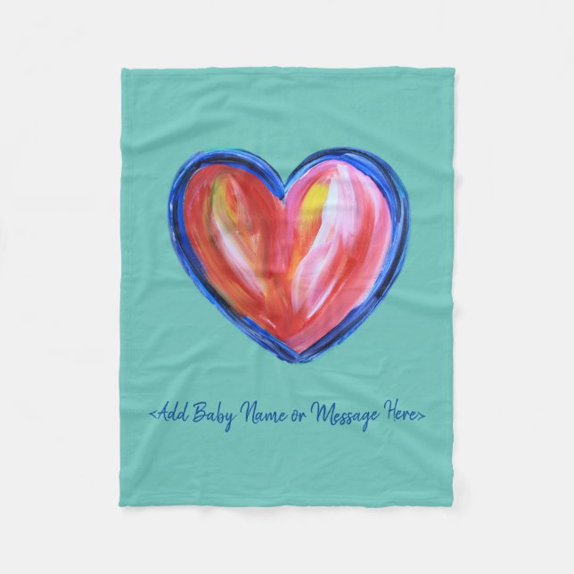 Cobertor De Velo Folheto Personalizado de Folha de Coração Vermelha (Frente)