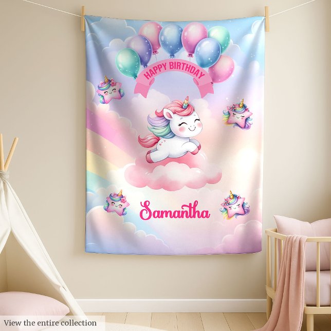 Cobertor De Velo Folheto Personalizado do Unicórnio para Rapariga A (Personalized Unicorn Blanket for Girl Birthday)