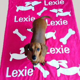 Cobertor De Velo Folheto Rosa Personalizado Dachshund para Cachorro