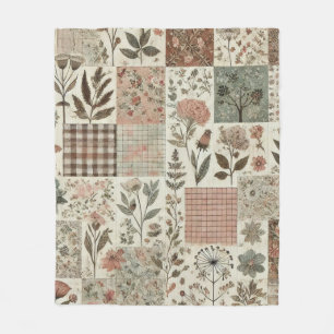 Cobertor De Velo Folheto Verde e Cor-de-Rosa Retro Vintage Floral R