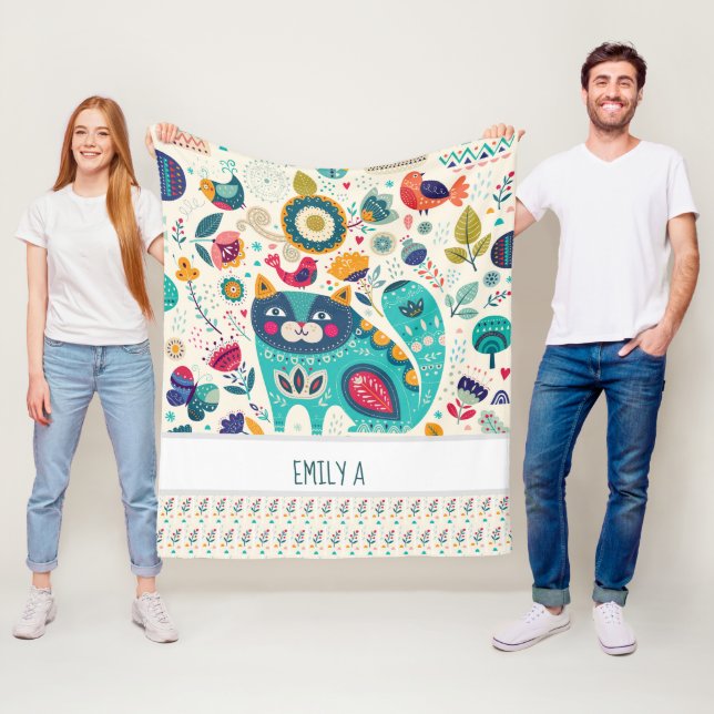 Cobertor De Velo Folk Art Decorative Birds Flowers Personalizadas (In Situ)