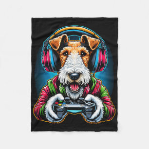 Cobertor De Velo Fones de ouvido Jogo de Vídeo Cão Fox Terrier Fio 