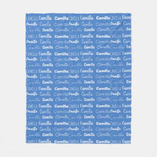 Cobertor De Velo Fonte Personalizada Simples Azul para Nome de Meni