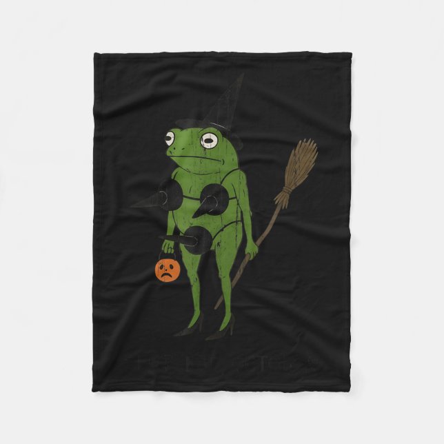Cobertor De Velo For October, Funny Halloween, Funny Witch Frog  (Frente)