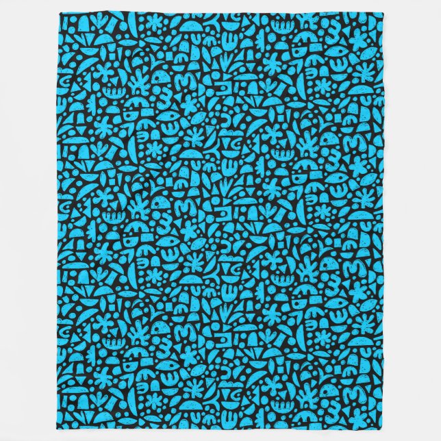 Cobertor De Velo Formas Abstrato 140821 - Azul-céu a preto (Frente)