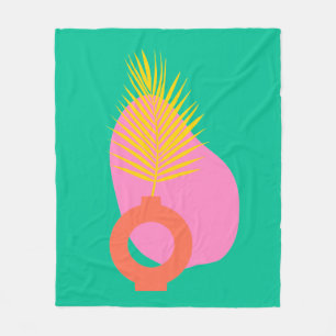 Cobertor De Velo Formas botânicas Abstrato Coloridas em Verde