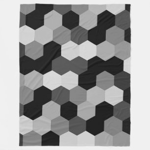 Cobertor De Velo Formas de Hexágono Geométrico Negro e Branco