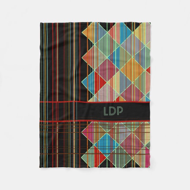 Cobertor De Velo Formas de triângulo com riscas com iniciais a pret (Frente)