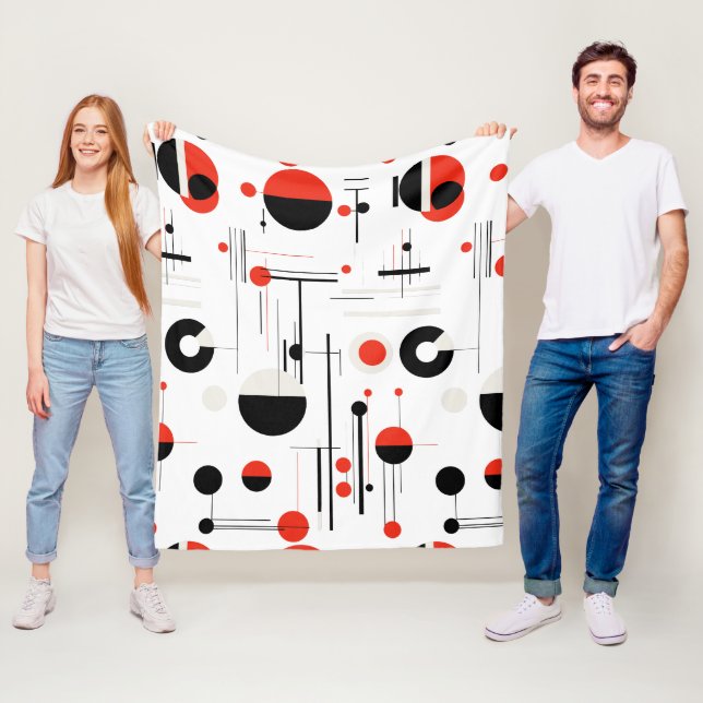 Cobertor De Velo Formas geométricas Bauhaus em vermelho preto em br (In Situ)