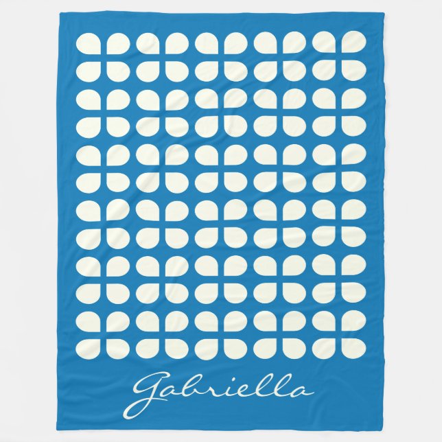 Cobertor De Velo Formas Modernas de meio século em Azul Personaliza (Frente)