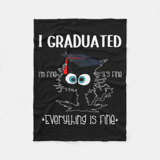 Cobertor De Velo Formatura gato preto engraçado formatura graduado 