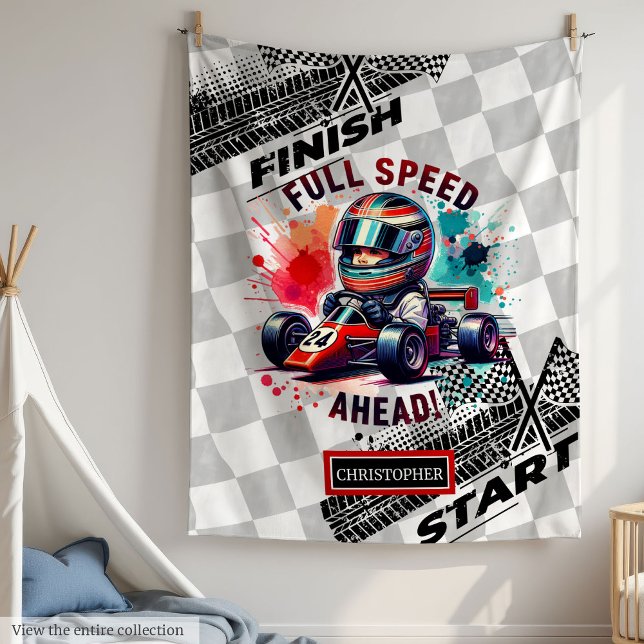 Cobertor De Velo Fórmula 1 da Água Rápida, Garoto Esportivo (Fast Watercolor Formula 1 Sport Car Boy Blanket)