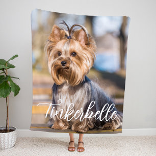 Cobertor De Velo Foto Adorável de Pet Personalizada com Nome