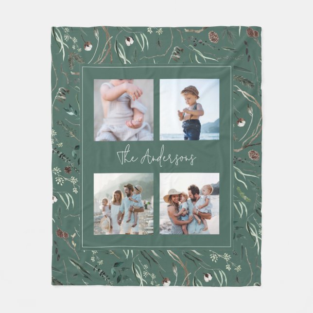 Cobertor De Velo Foto botânica 4 verde-moderna e elegante (Frente)