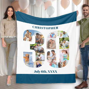 Cobertor De Velo Foto Colagem aniversário de 30 anos Blue Picture
