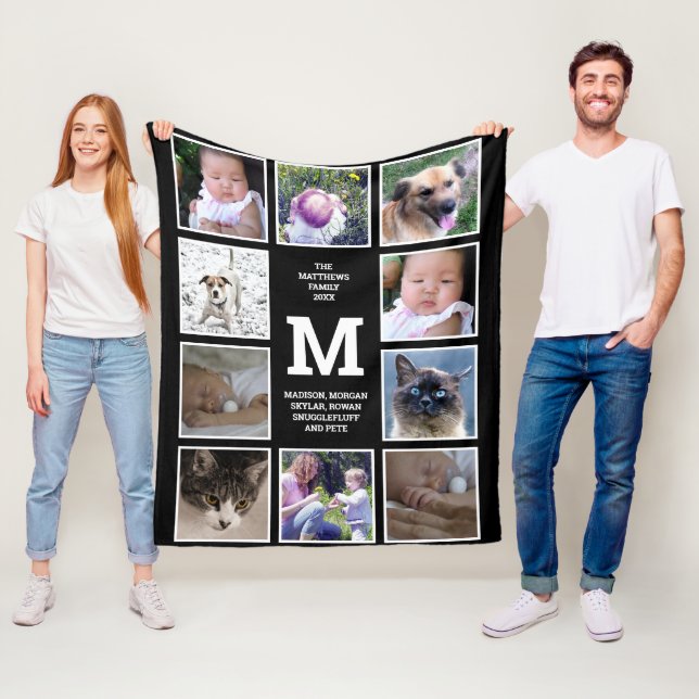 Cobertor De Velo Foto Colagem De Fotos: Preto E Monograma Branco 10 (In Situ)