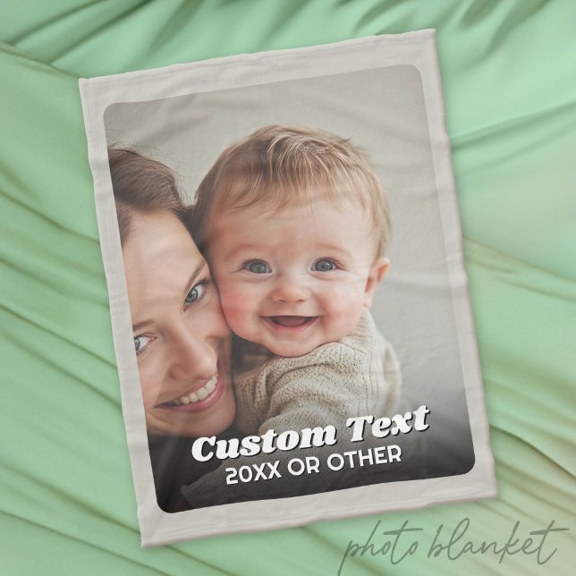 Cobertor De Velo Foto Completa - Texto Personalizado Vertical (Custom Photo Blanket)