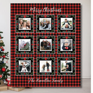 Cobertor De Velo Foto da família da Xadrez de Natal