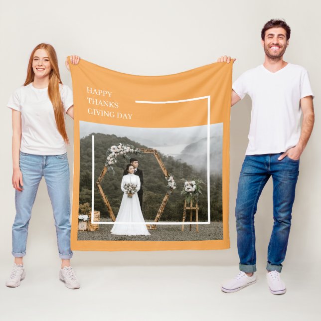 Cobertor De Velo Foto da família Elegante e Ação de Graças Feliz (In Situ)