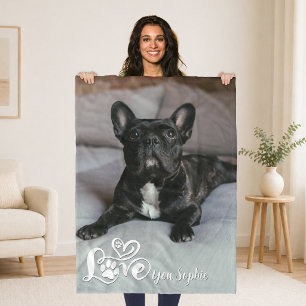 Cobertor De Velo Foto de Amante de Cachorro AMO VOCÊ NOME Impressõe