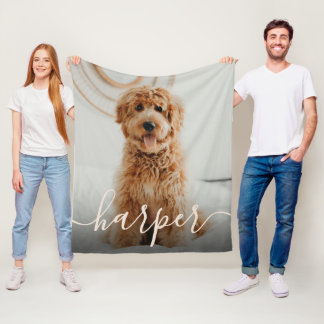 Cobertor De Velo Foto de animal de estimação e nome em letra manusc