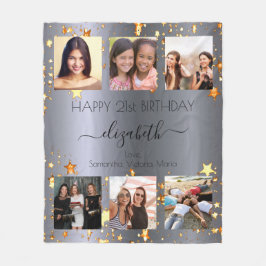 Cobertor De Velo Foto de aniversário colagem ouro prateado melhores