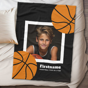 Cobertor De Velo Foto de basquete adiciona seu nome - Pode editar c