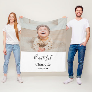 Cobertor De Velo Foto de Bebê com Nome Personalizado Lembrança