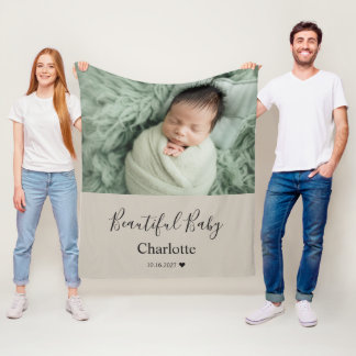 Cobertor De Velo Foto de Bebê com Nome Personalizado Lembrança