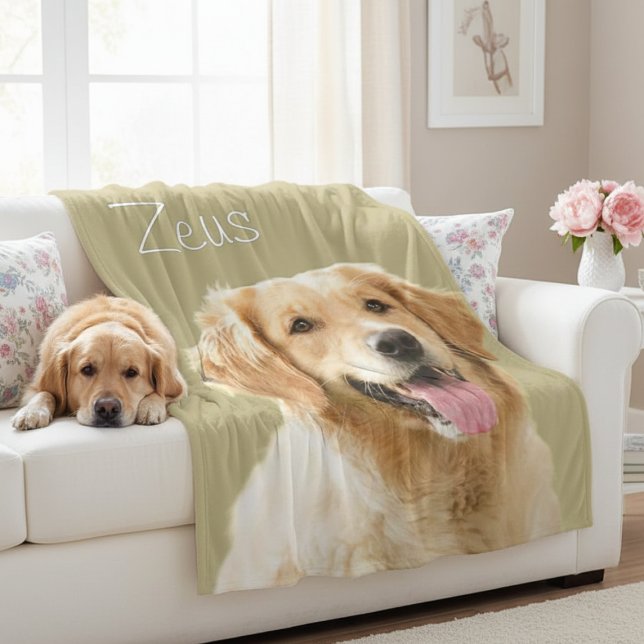Cobertor De Velo Foto de Cachorro Personalizada Face de Cachorro (Custom Dog Face Personalized Pet Photo Fleece Blanket)