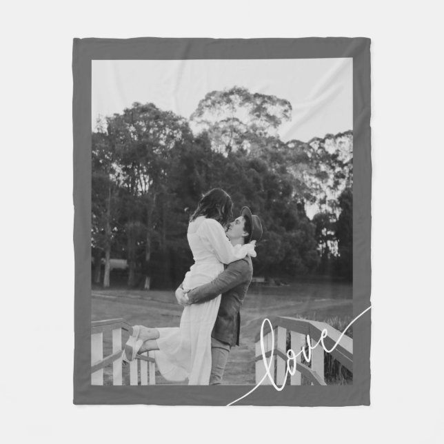 Cobertor De Velo Foto de Casal preto e branco com script mínimo (Frente)