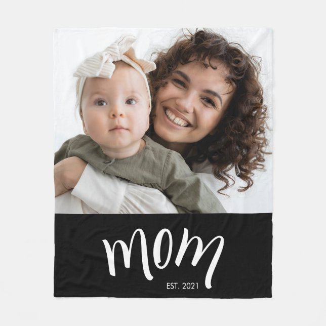 Cobertor De Velo Foto de Mãe e Bebê Ano de Fundação Personalizado  (Frente)