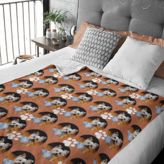 Cobertor De Velo Foto de Pet Moderno - Terracotta Paw - Impressão F