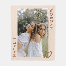 Cobertor De Velo Foto dos melhores amigos personalizados de bege mo