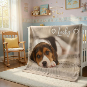Cobertor De Velo Foto e Nome de Animal de Estimação Personalizáveis