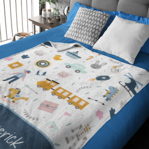 Cobertor De Velo Foto e nome do Menino, Padrão de Crianças Bonita