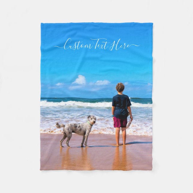 Cobertor De Velo Foto e texto personalizados - seu próprio Design - (Frente)