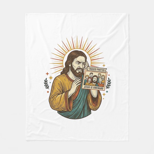 Cobertor De Velo Foto em Grupo com Jesus de Olhos Fechados sem Flat (Frente)