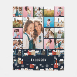 Cobertor De Velo Foto mínima de pampas 15 azul-vermelho botânico