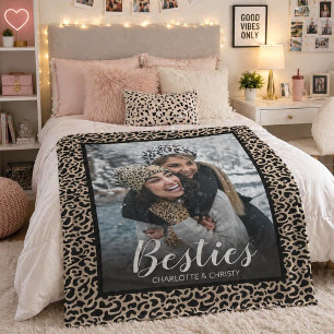 Cobertor De Velo Foto Moderna de Amigas com Impressão de Leopardo
