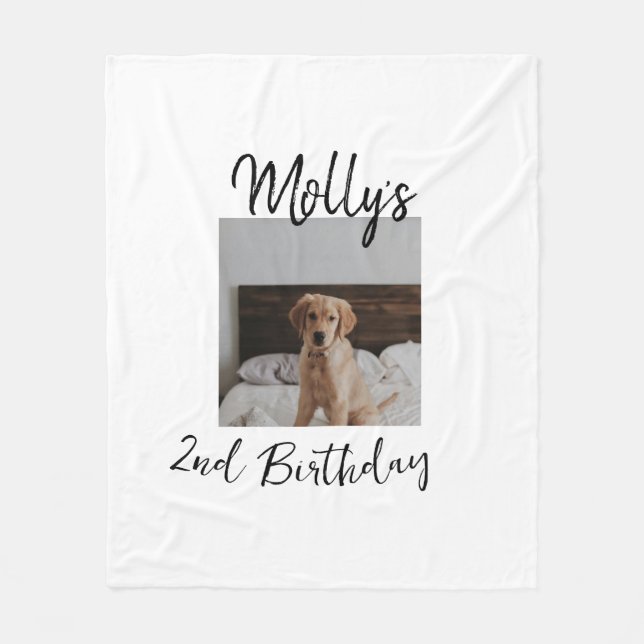 Cobertor De Velo Foto moderna de aniversário de um gato de cão (Frente)