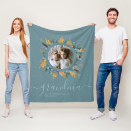 Cobertor De Velo Foto personalizada da coroa laranja verde de Natal